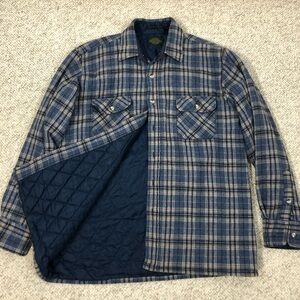 Vintage Quilted Wool Plaid Button-Up Shirt